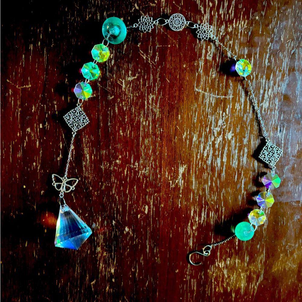 Handmade Suncatcher w/ Butterfly Charm & Beautiful Embellishments